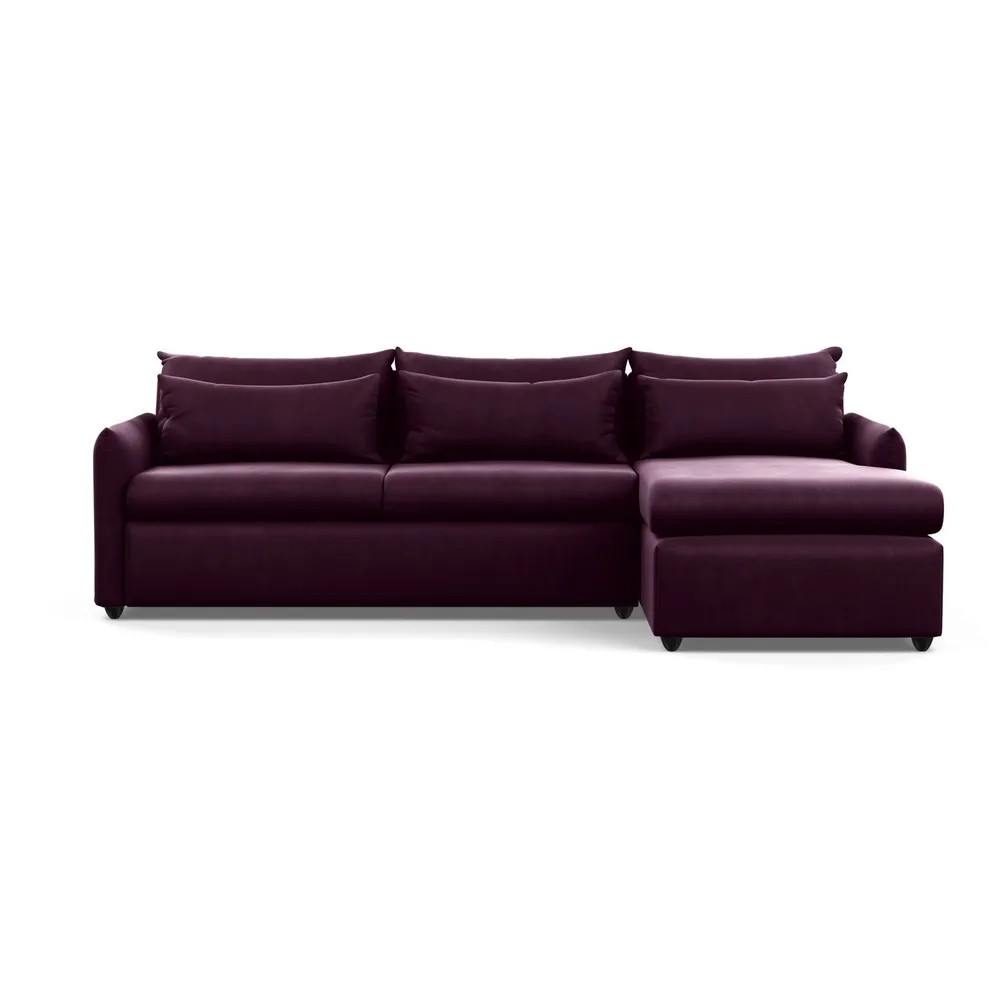 Heal's Pillow Large Right Hand Corner Chaise Velvet Grape Black Feet