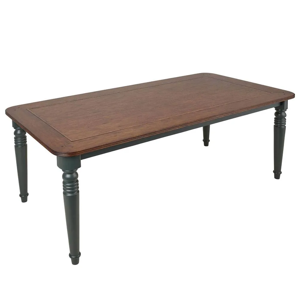 Statement Furniture Queensbury Large Dining Table with Oak Top in Bottle Green