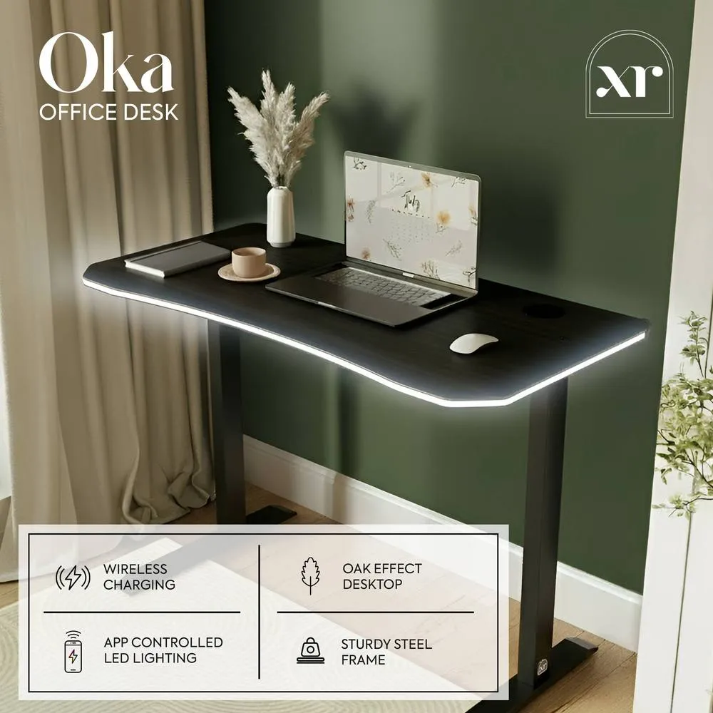 X Rocker Oka RGB LED Office Desk with Wireless Charging in Black 2