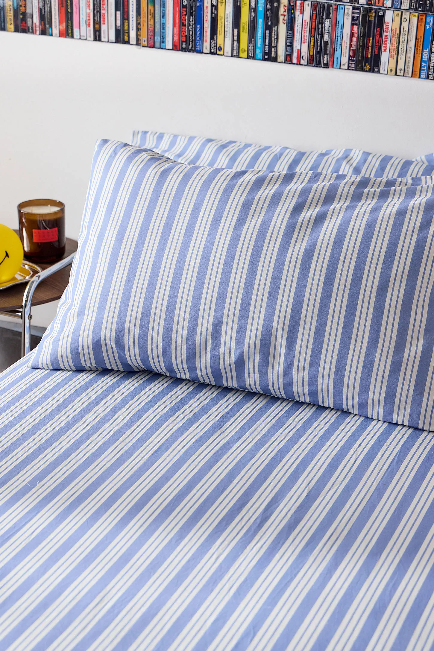 Blue Stripe Fitted Sheet & Pillowcase Set 4