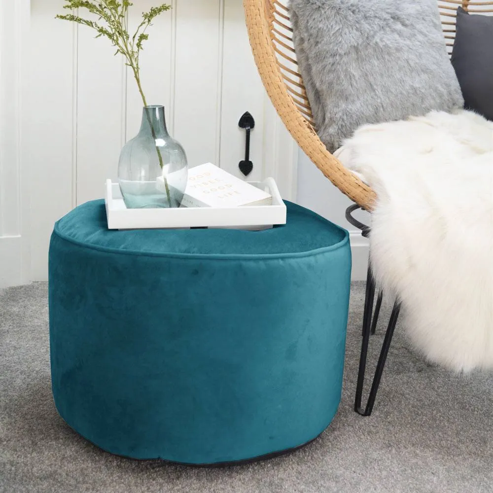 rucomfy Beanbags rucomfy Velvet Pouffe - Indoor Bean Bag Footstool in Teal