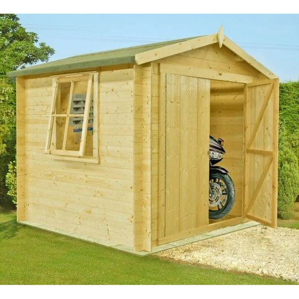 Shires Bradley Log Cabin Home Office Garden Room Approx 8 x 8 Feet in Brown