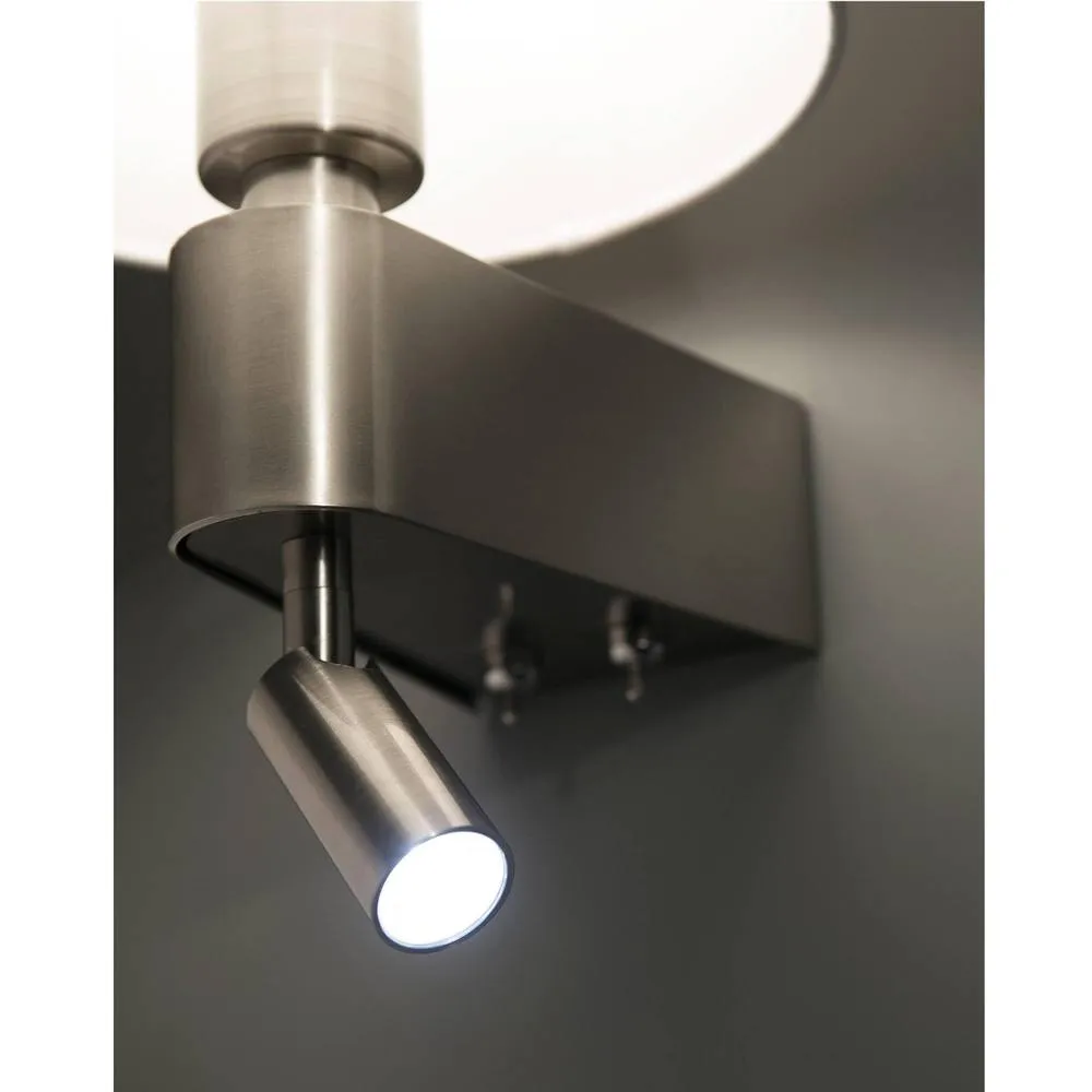 Netlighting Room 1 Light Indoor Wall Light Reading Lamp White Satin Nickel E27 2