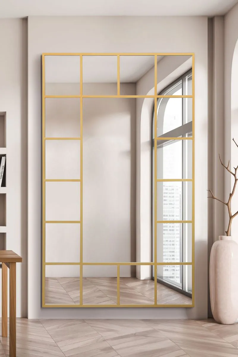 MirrorOutlet Gold Modern Wall & Leaner Mirror 79" X 47" (200 x 120CM)