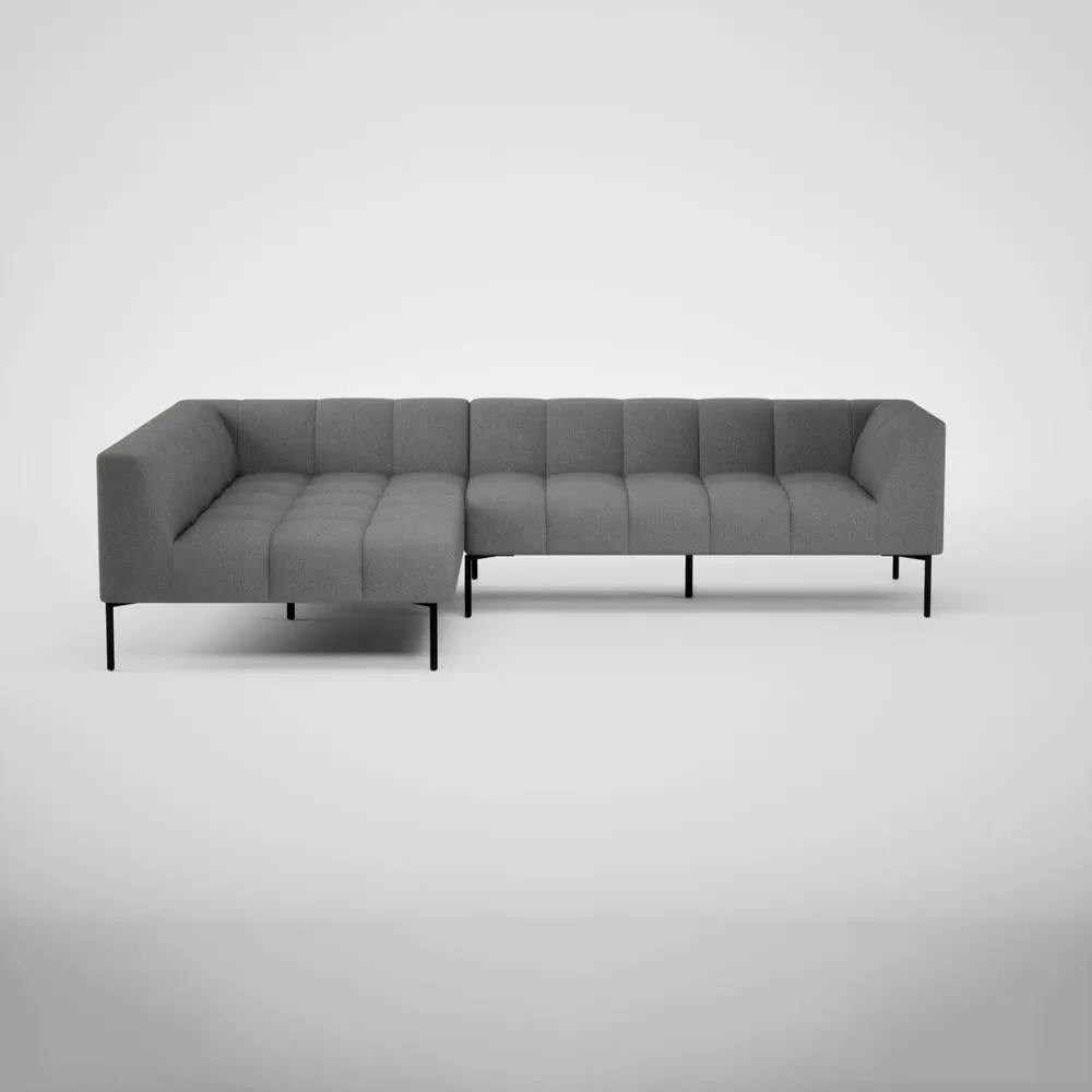 Heal's Quadro Left Hand Facing Chaise Sofa St Moritz Wool 157 Black Feet 2