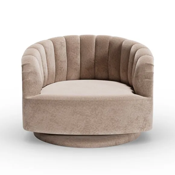 Elena Luxe Chenille Scalloped Swivel Chair 6