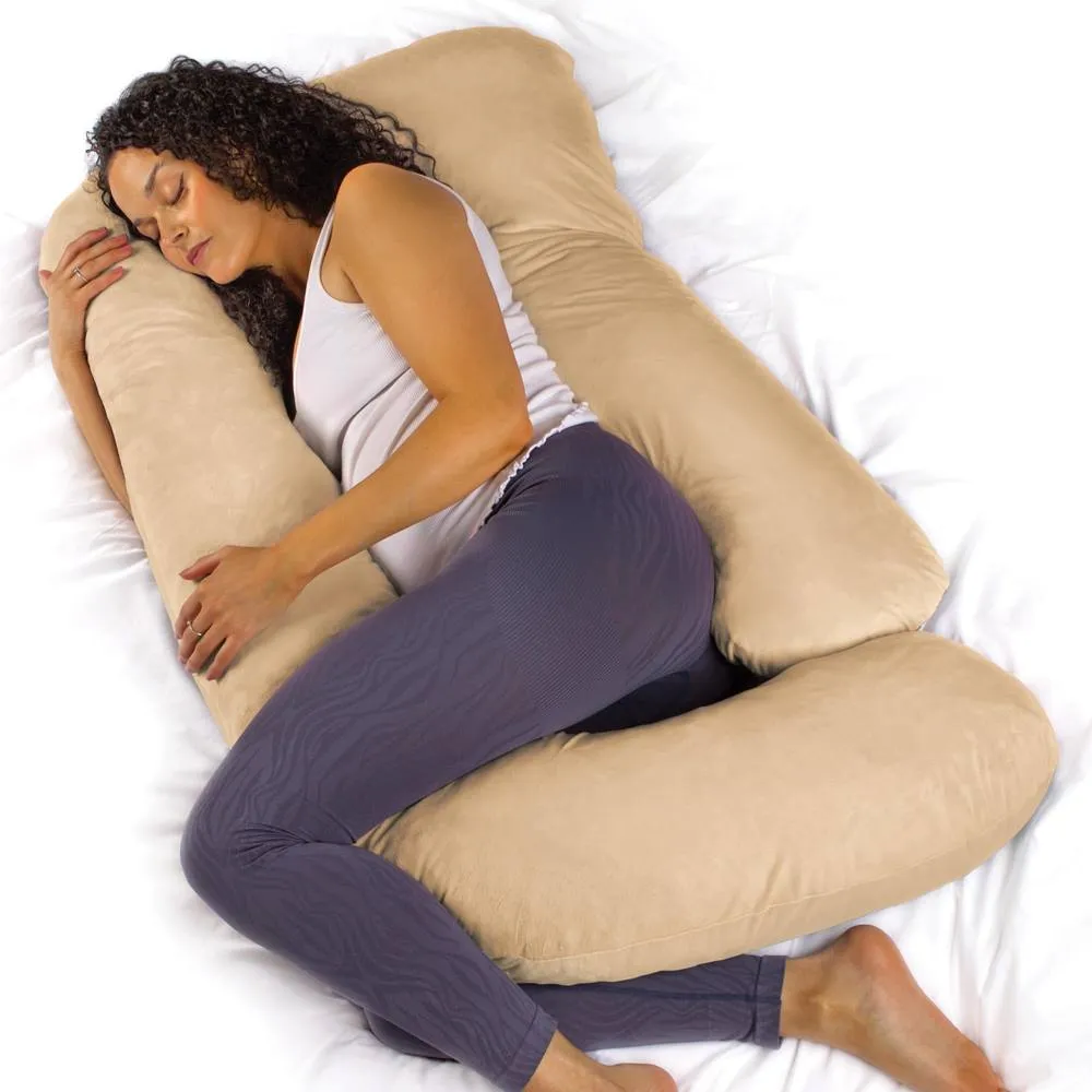 Aamira Cream Pregnancy Maternity Pillow, 140x70x20cm J Shape Memory Foam