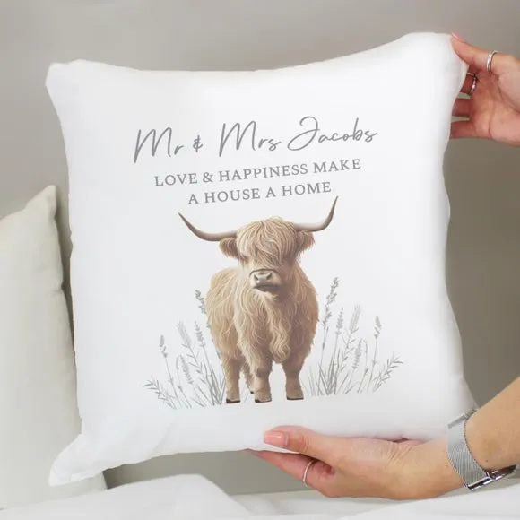 Personalised Highland Cow Square Cushion 5