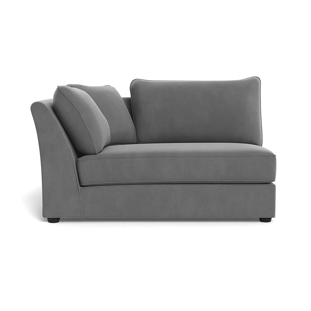 Heal's Tailor Large Curved Left Hand Facing Corner Unit Smart Velvet Mercury Black Feet