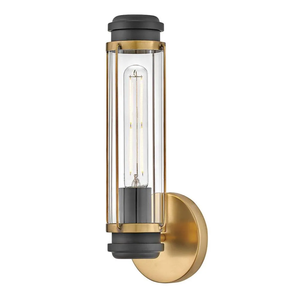 Netlighting Masthead 1 Light Outdoor Wall Light Heritage Brass & Black IP44