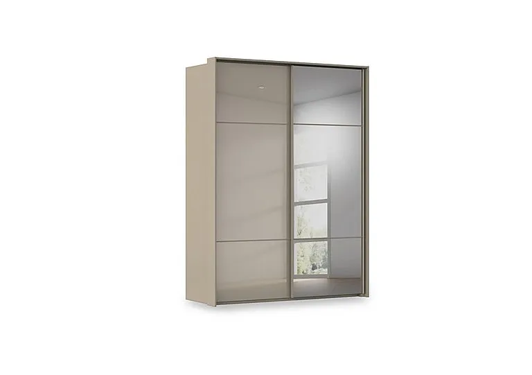 Haven 170cm 2 Door Slider Wardrobe with 1 Glass and 1 Mirror Door