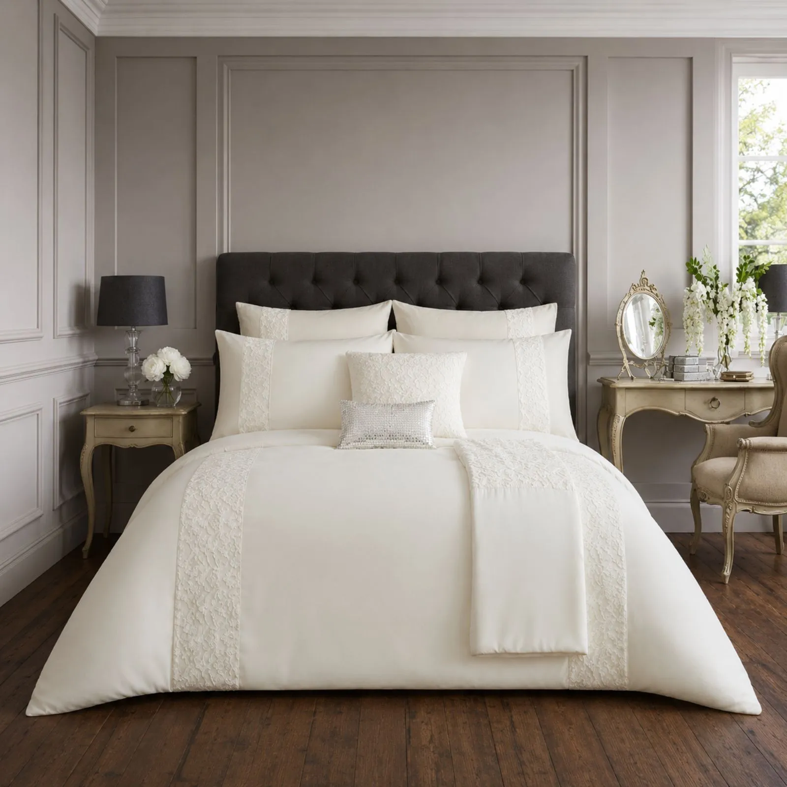 Smart Living Premium Venice Duvet Cover With Pillowcases in Cream 2