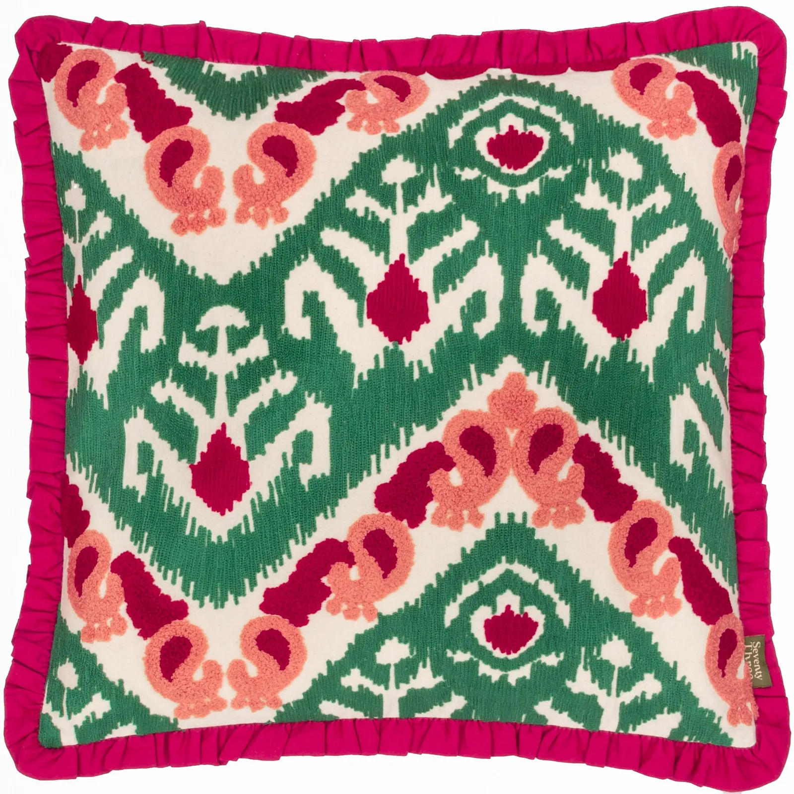 Paoletti Henderson Embroidered 100% Cotton Cushion in Pink 2