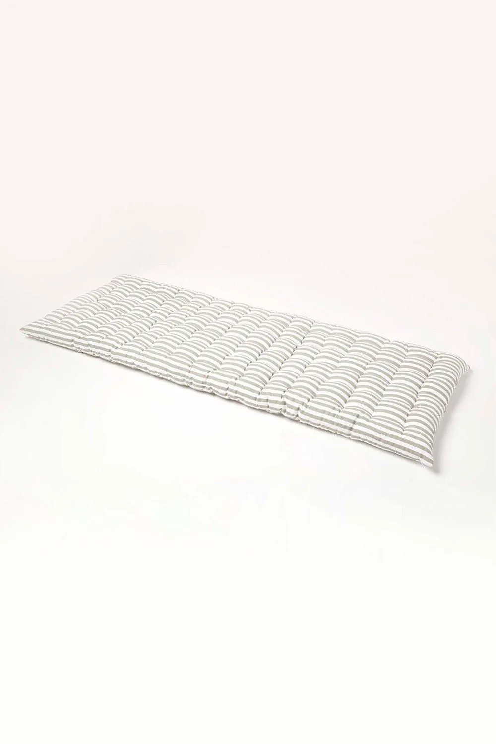 Homescapes Garden Bench Cushion Luxury 3 Seater Cotton Grey Striped Indoor Outdoor Pad