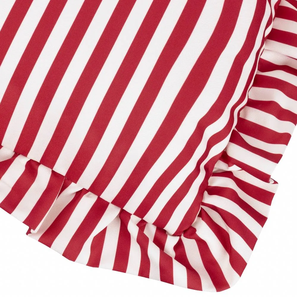 Wylder Millie Ruffle Striped Outdoor Cushion in Red 4