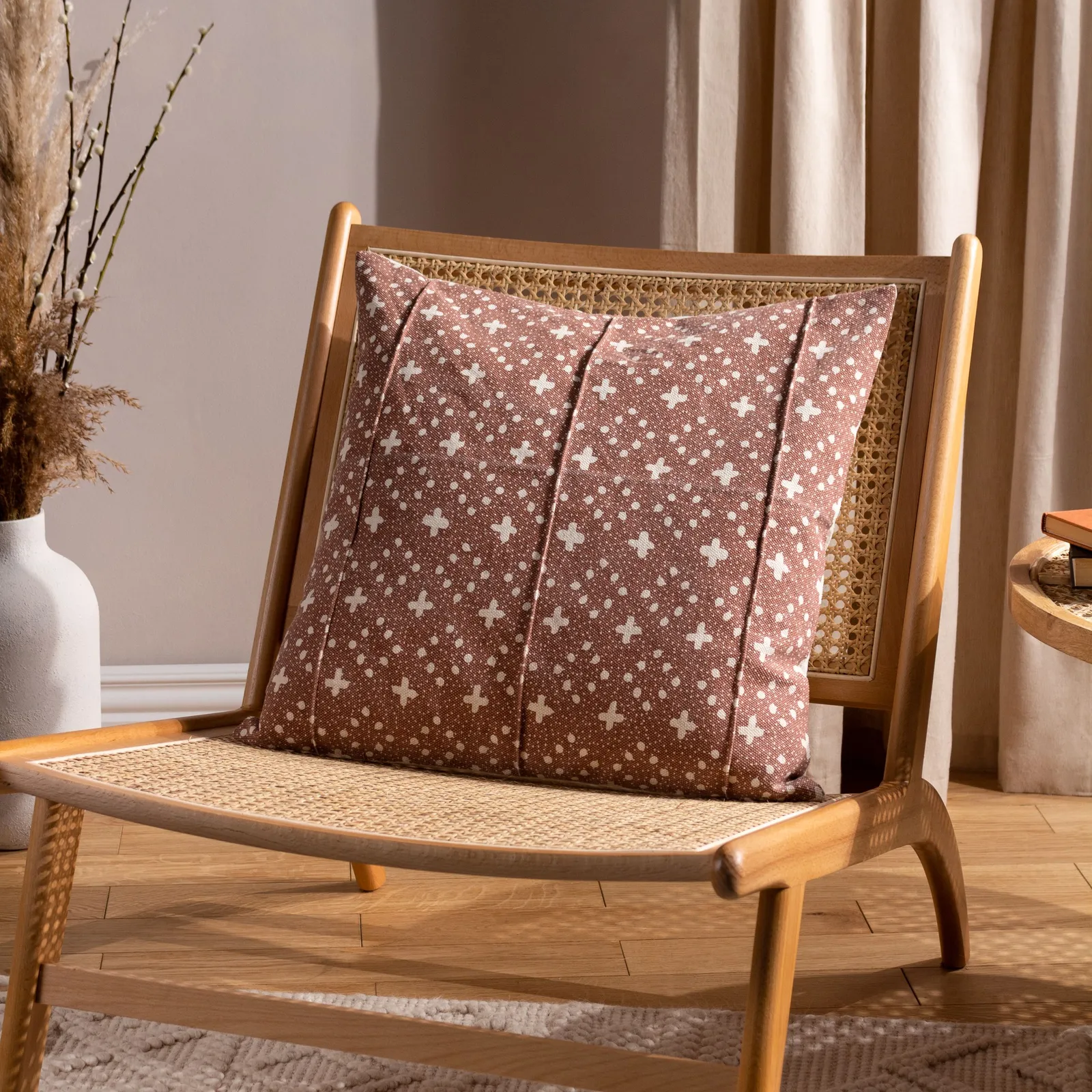Yard Helm 100% Cotton Woven Cushion in Brown 1