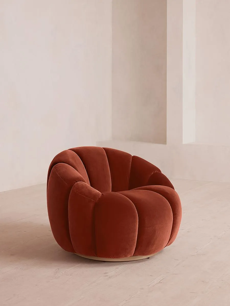 Garret Armchair, Velvet, Rust