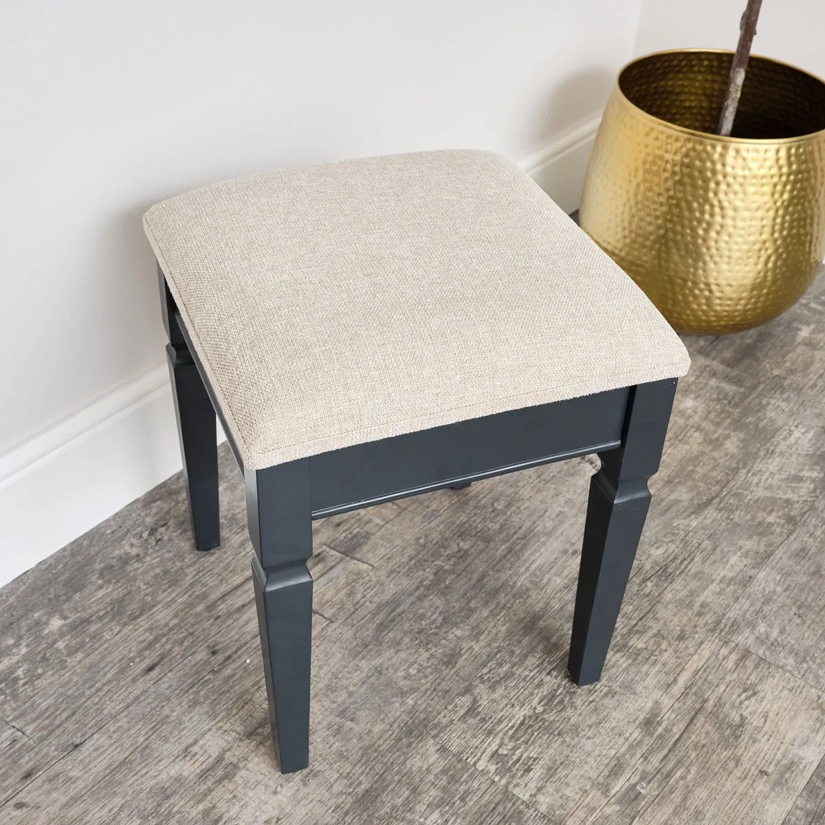 Melody Maison Navy Black Cushioned Dressing Table Stool - Daventry Navy Black Range 3