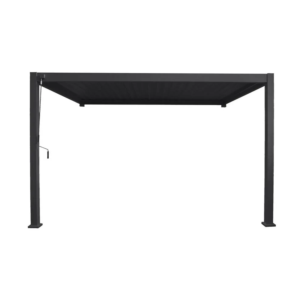 sweeek Lean to pergola with louvered roof aluminium 4 x 3m in Dark Grey 4