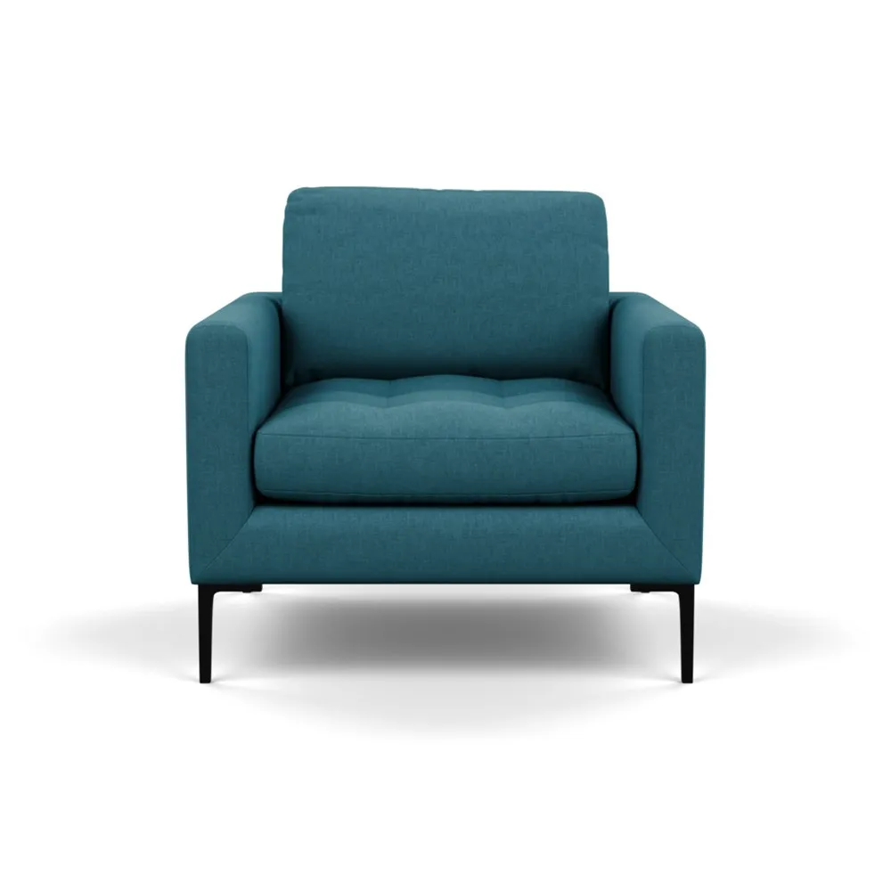 Heal's Eton Armchair Brushed Cotton Cadet Black Feet