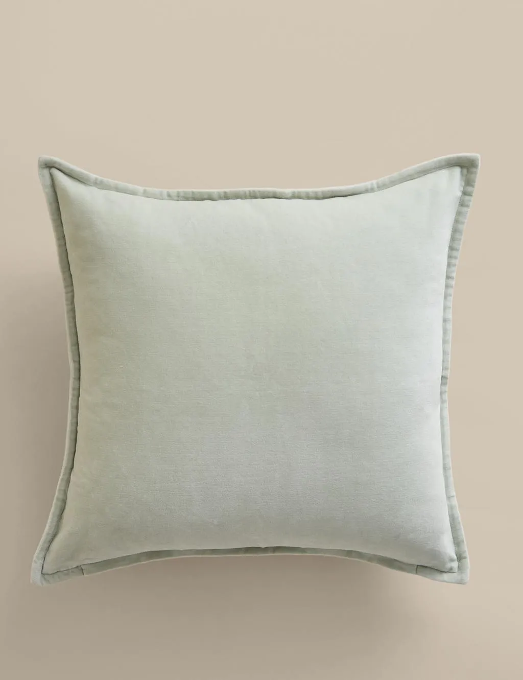 M&S Pure Cotton Velvet Cushion Pale Green