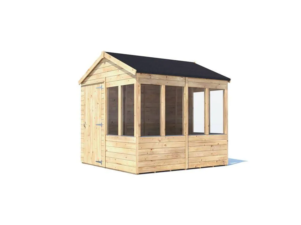 Dunster House Wooden Potting Shed Apex Roof W8' x D8' (W2.4m x D2.4m) Overlord Modular in Brown