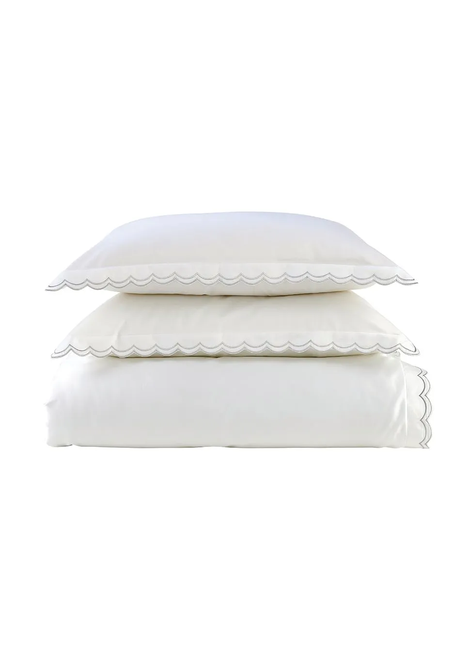 CHRISTY Scallop Edge Cotton Sateen Duvet Sets in Grey 3