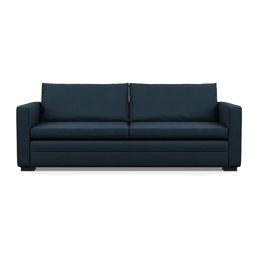Heal's Palermo 4 Seater Sofa Siena Cotton Deep Sea Black Feet