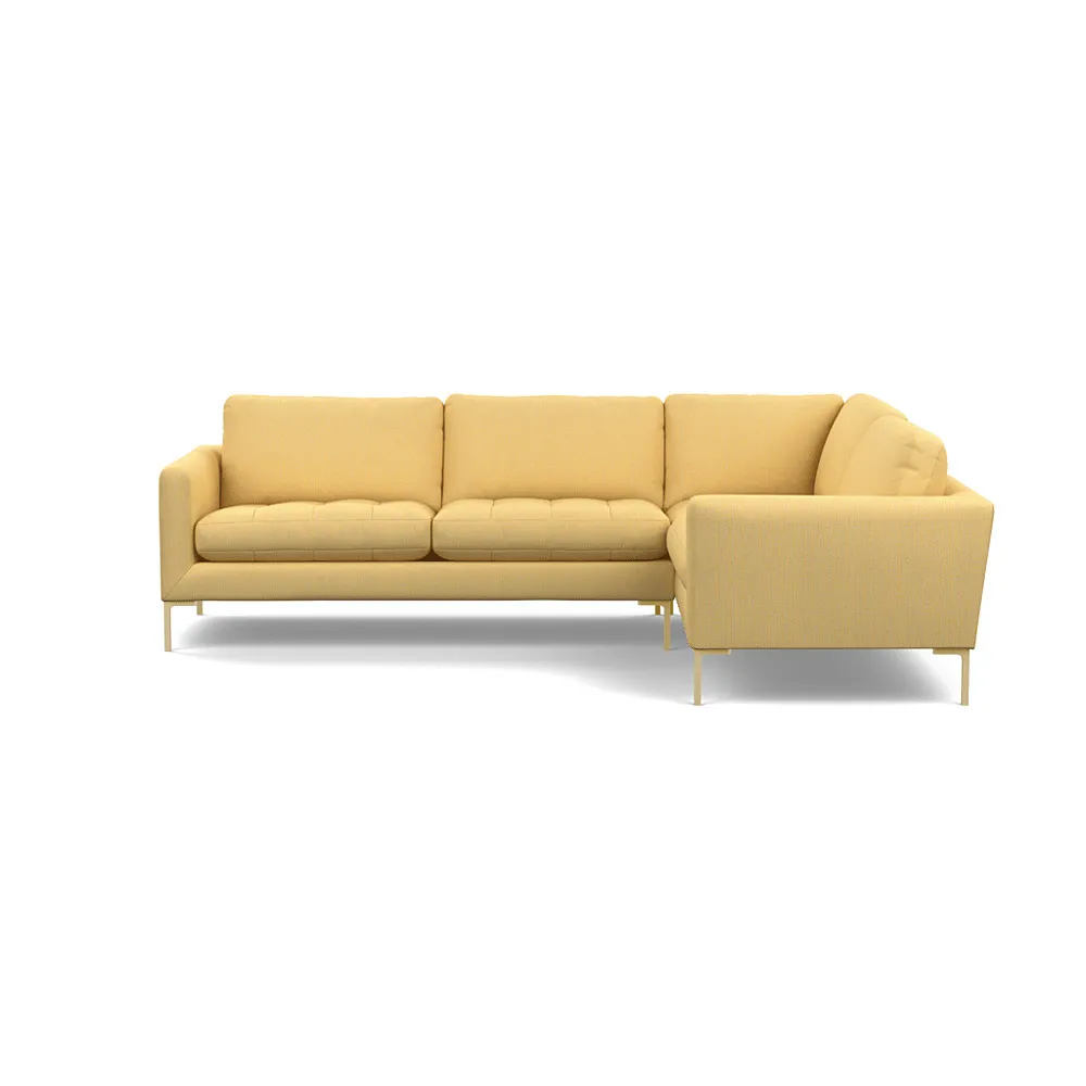 Heal's Eton Right Hand Facing Corner Sofa Tejo Recycled Ochre Brass Feet