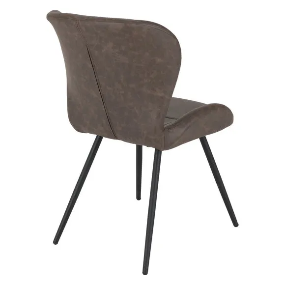 Quebec Set of 4 Dining Chairs, Brown Faux Leather 4