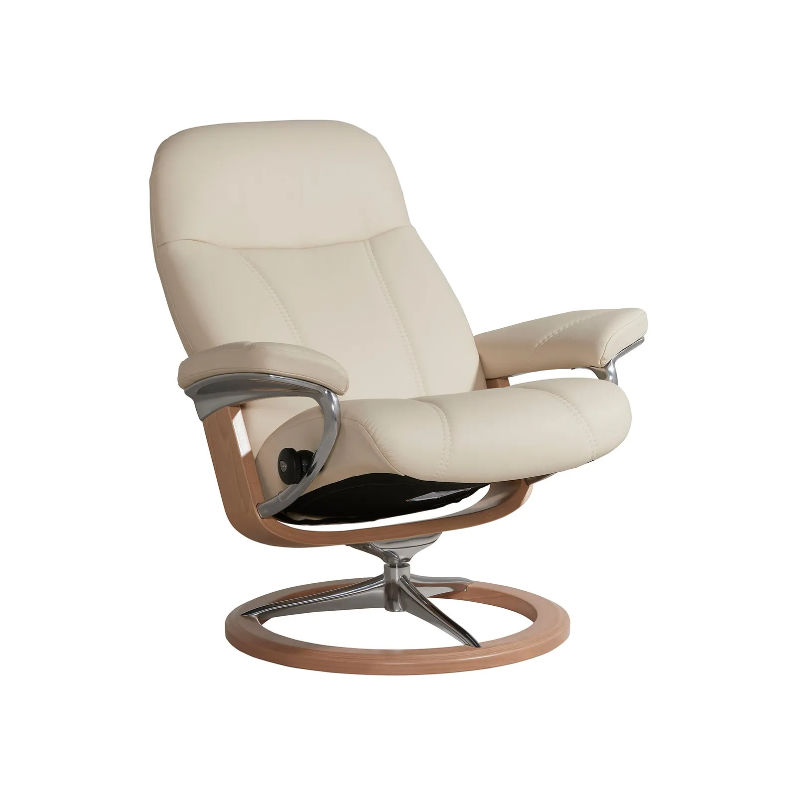 Stressless Consul Large Recliner Chair & Stool, Neutral Leather | Barker & Stonehouse 3