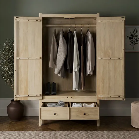 Portland Double Wardrobe, Mango Wood 2