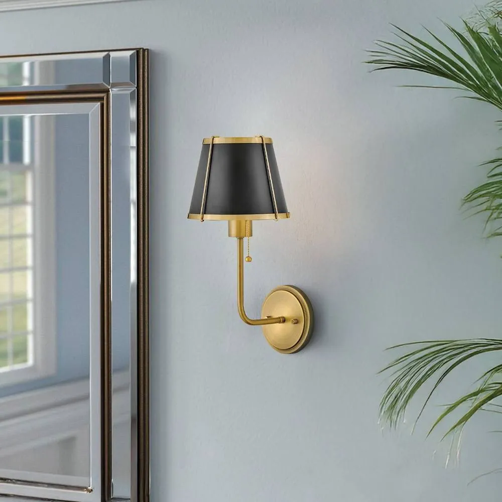 Netlighting Hinkley Clarke Wall Lamp Shade Warm Brass Black Metal Shade 1x E27 2
