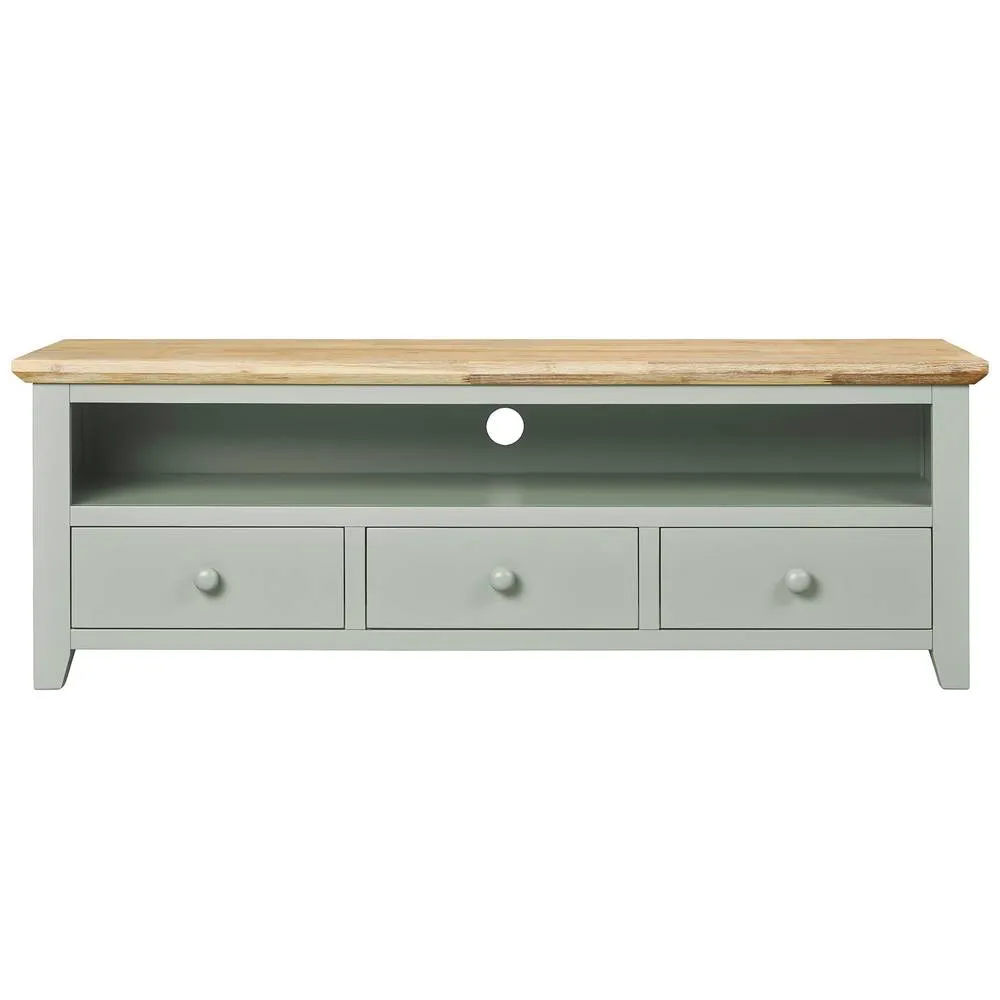 Statement Furniture Florence Large TV Stand with 3 Drawers & Shelf in Light Green 2