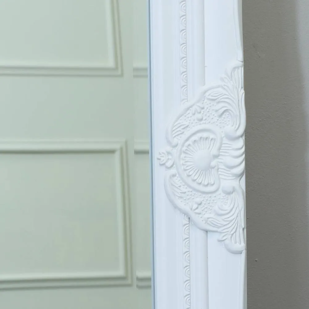 Melody Maison Tall / Long White Ornate Wall / Leaner Mirror - 47cm X 142cm 6