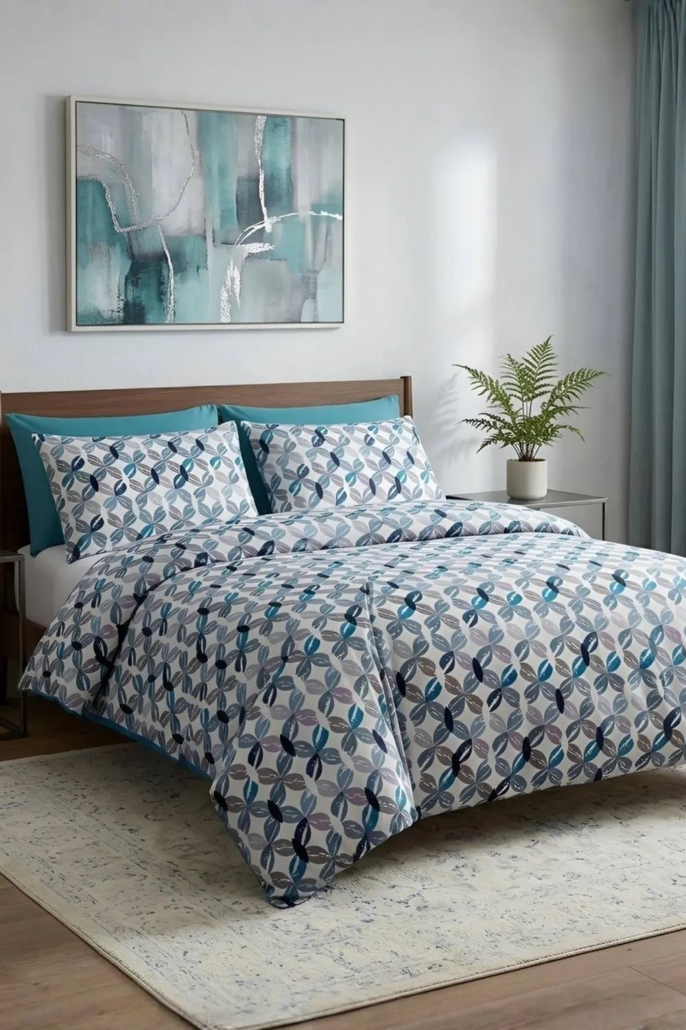 Pamposh Duvet Cover Set Reversible Quilt Covers Bedding Set in Blue
