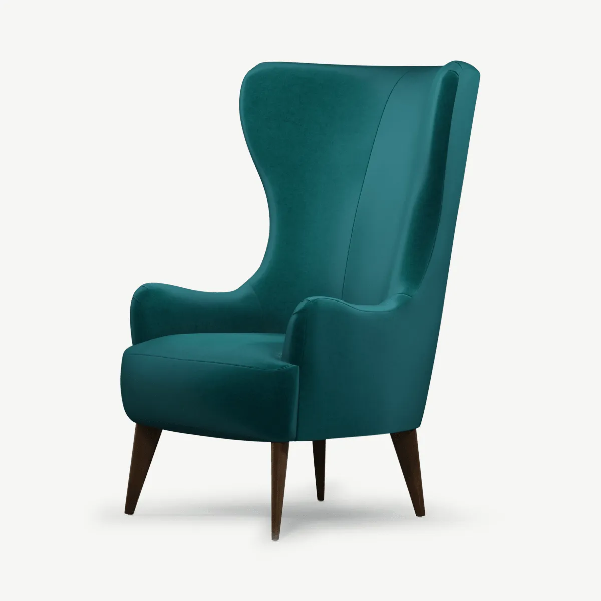 Bodil Accent Armchair, Tuscan Teal Velvet with Dark Wood Leg