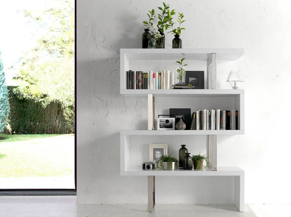 Angel Cerda White Gloss MDF & Chrome Steel Shelving Unit 3