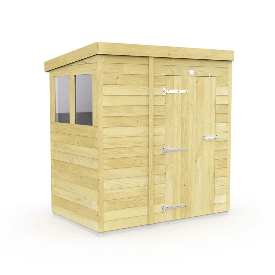 Buttercup Farm 6 x 4 Feet Pent Security Shed - Double Door - L118 x W185 x H201 cm in Brown