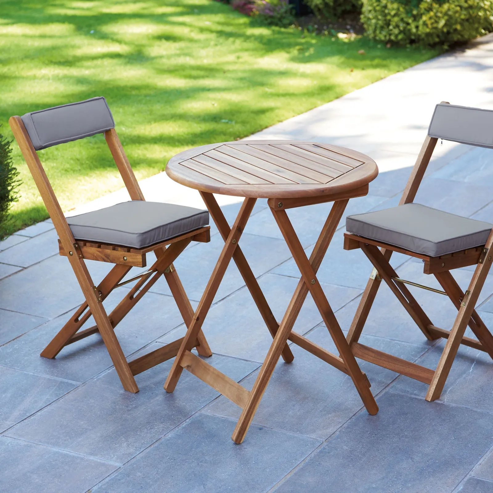 Raffles 2 Seater Hardwood Natural Bistro Set Brown