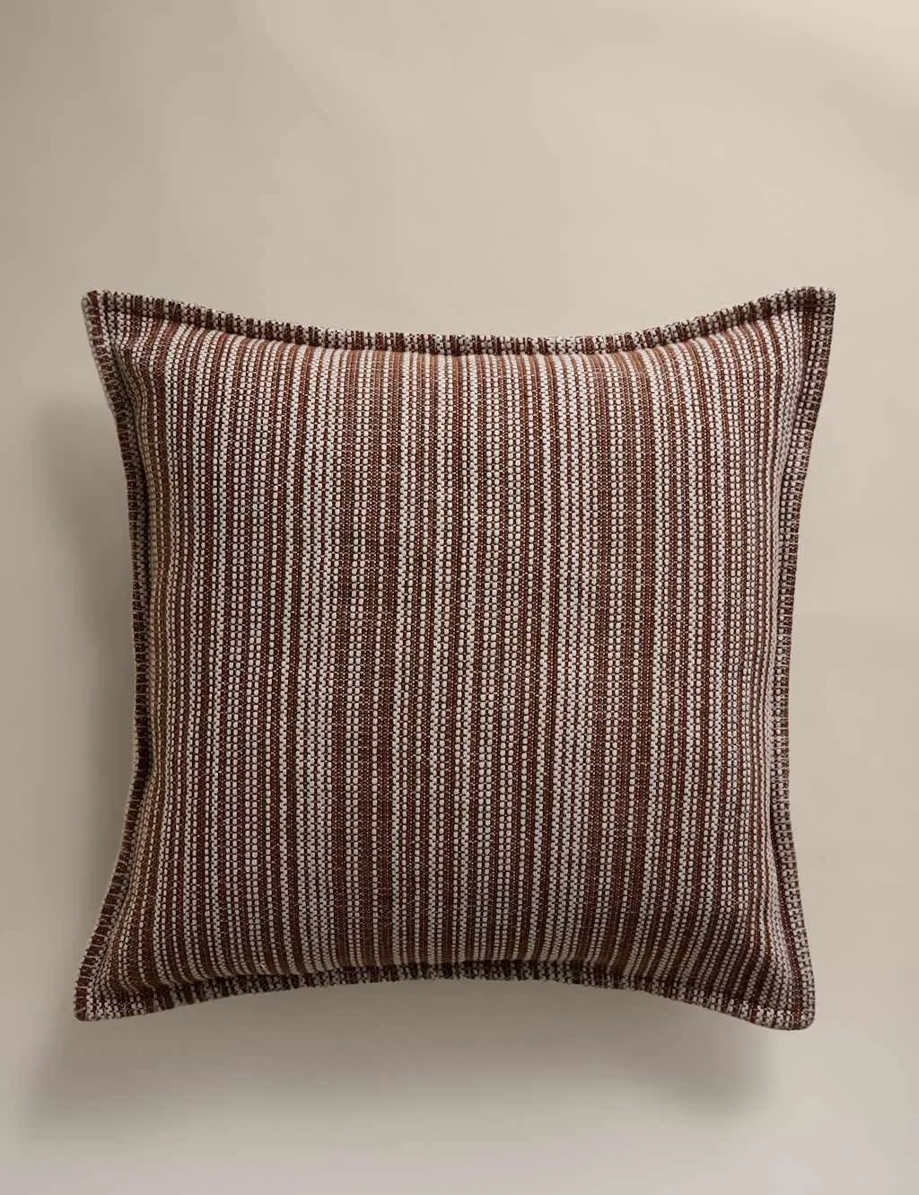 M&S Pure Cotton Woven Striped Cushion Amber