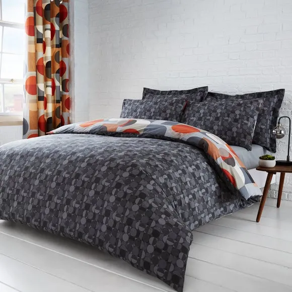 Elements Oscar Reversible Orange Duvet Cover and Pillowcase Set 3