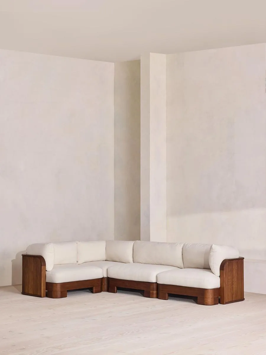 Odell Outdoor L-Shape Sofa, Off White