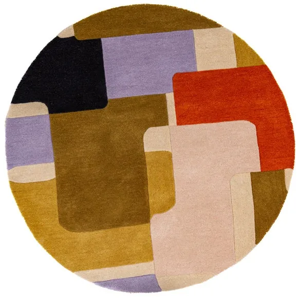 Jax Geometric Modern Wool Round Rug 5