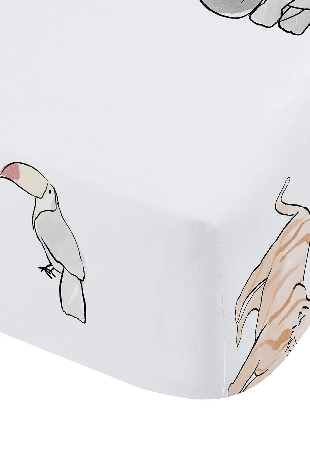 Bianca 'Zoo Animals' Cotton Fitted Sheet in White 2