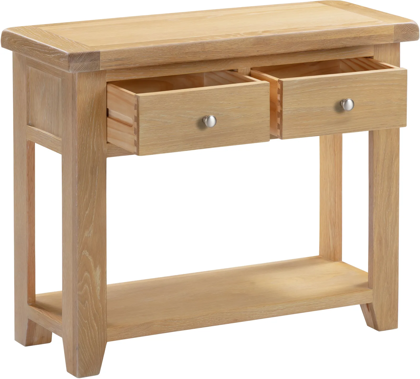 Seconique Windsor 2 Drawer Console Table (Fully Assembled) in Light Oak 3