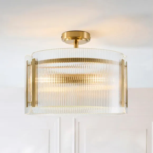 Veneto Ribbed 3 Light Semi Flush Ceiling Light 1