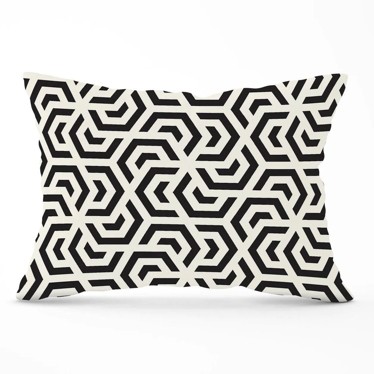 Warren Reed - Designer Hexagonal Geometric Pattern Cushions in Black