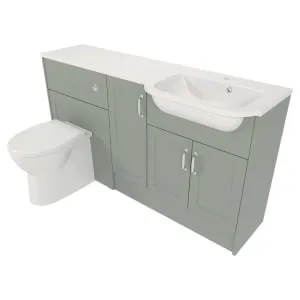 Deccado Padworth Willow Green Fitted Vanity & Toilet Pan Unit Combination with RH Basin - 1500mm 2