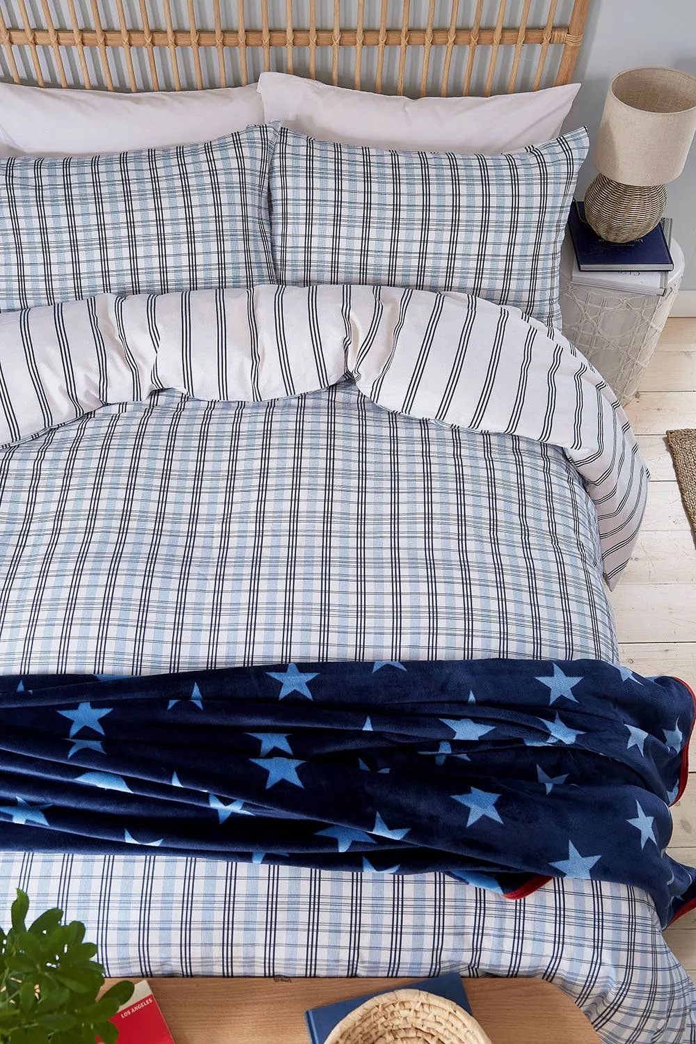 Helena Springfield 'Jones Check' Brushed Cotton Duvet Cover Set in Navy 4